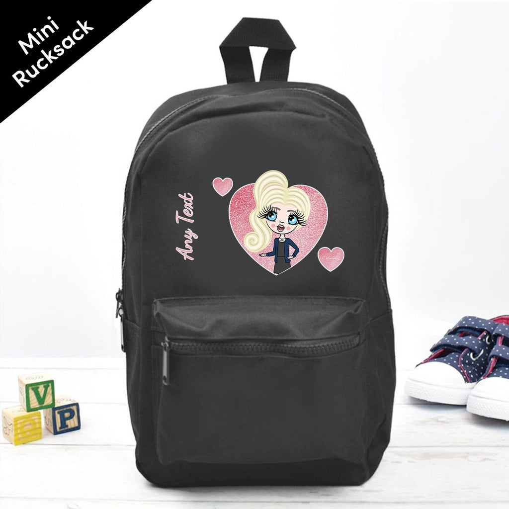 ClaireaBella Girls Personalised Pink Glitter Heart Mini Rucksack - Image 5