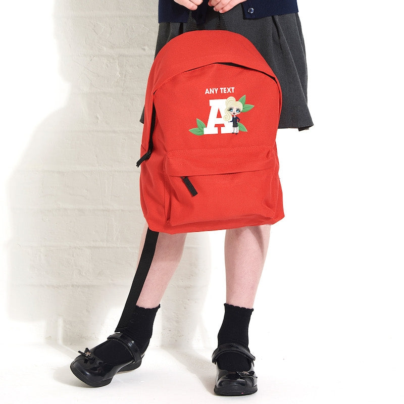 ClaireaBella Girls Personalised Initial Leaf Rucksack - Image 1