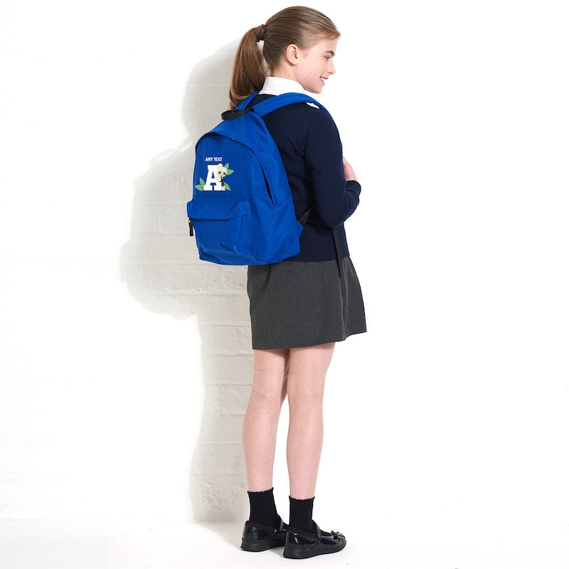 ClaireaBella Girls Personalised Initial Leaf Rucksack - Image 2