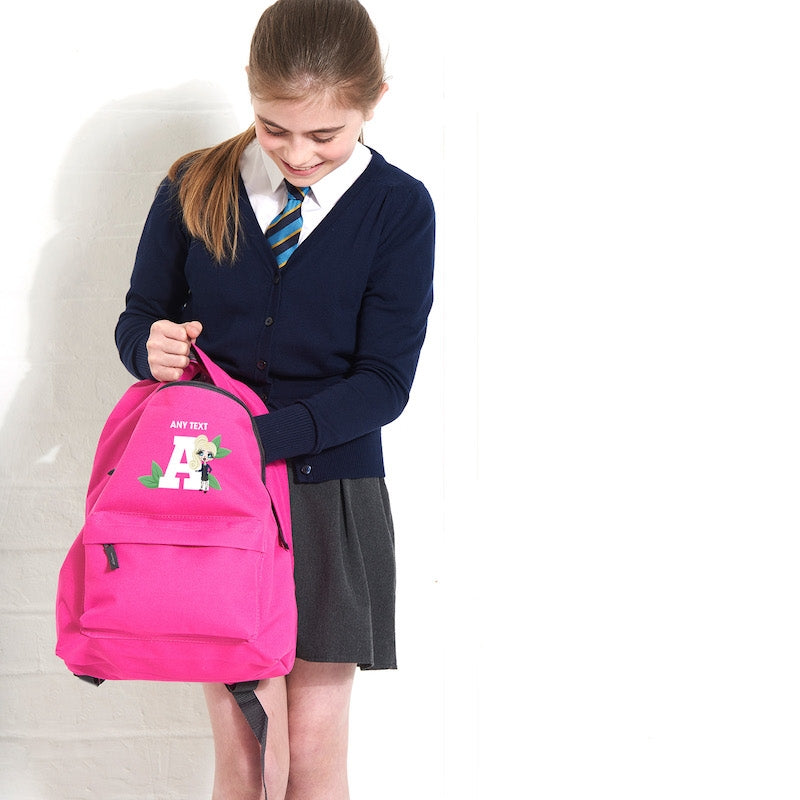 ClaireaBella Girls Personalised Initial Leaf Rucksack - Image 4