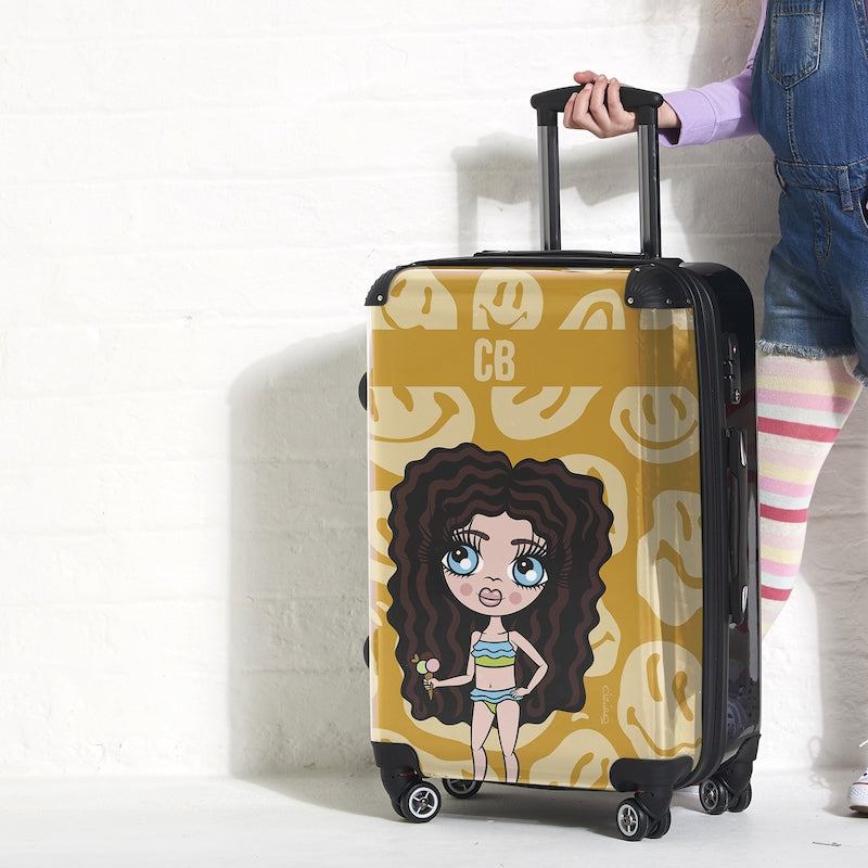 ClaireaBella Girls Personalised Repeat Smile Suitcase - Image 1