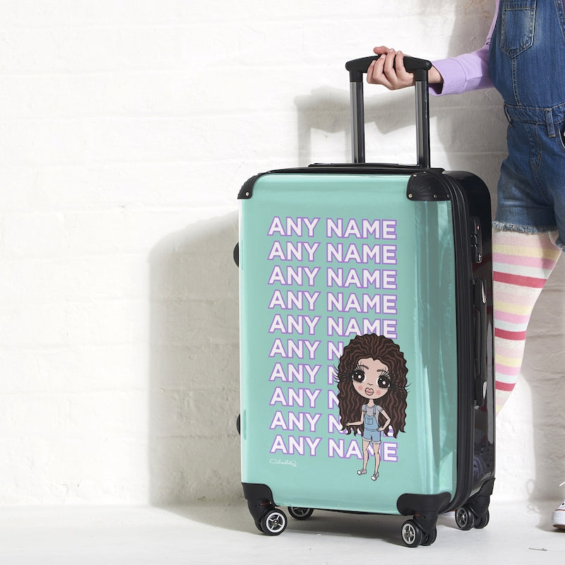 ClaireaBella Girls Turquoise Multiple Name Suitcase - Image 1