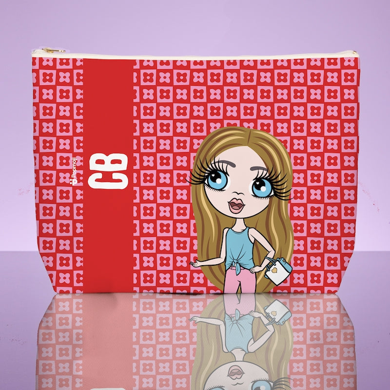 ClaireaBella Girls Personalised Checkered Flower Wash Bag - Image 1