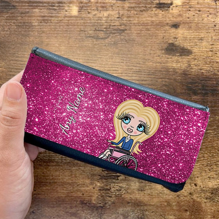 ClaireaBella Girls Personalised Wheelchair Pink Glitter Glasses Case - Image 2