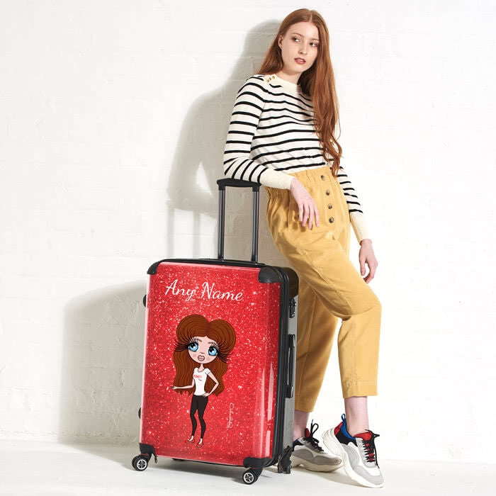 ClaireaBella Romantic Glitter Effect Suitcase - Image 4