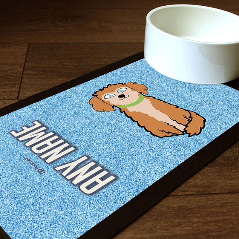 Personalised Dog Blue Glitter Pet Mat - Image 1