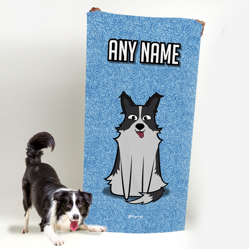 Personalised Dog Blue Glitter Beach Towel - Image 2