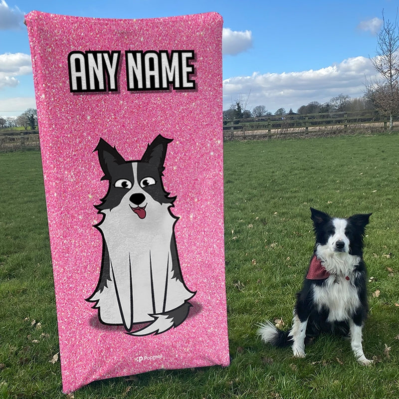 Personalised Dog Pink Glitter Beach Towel - Image 5