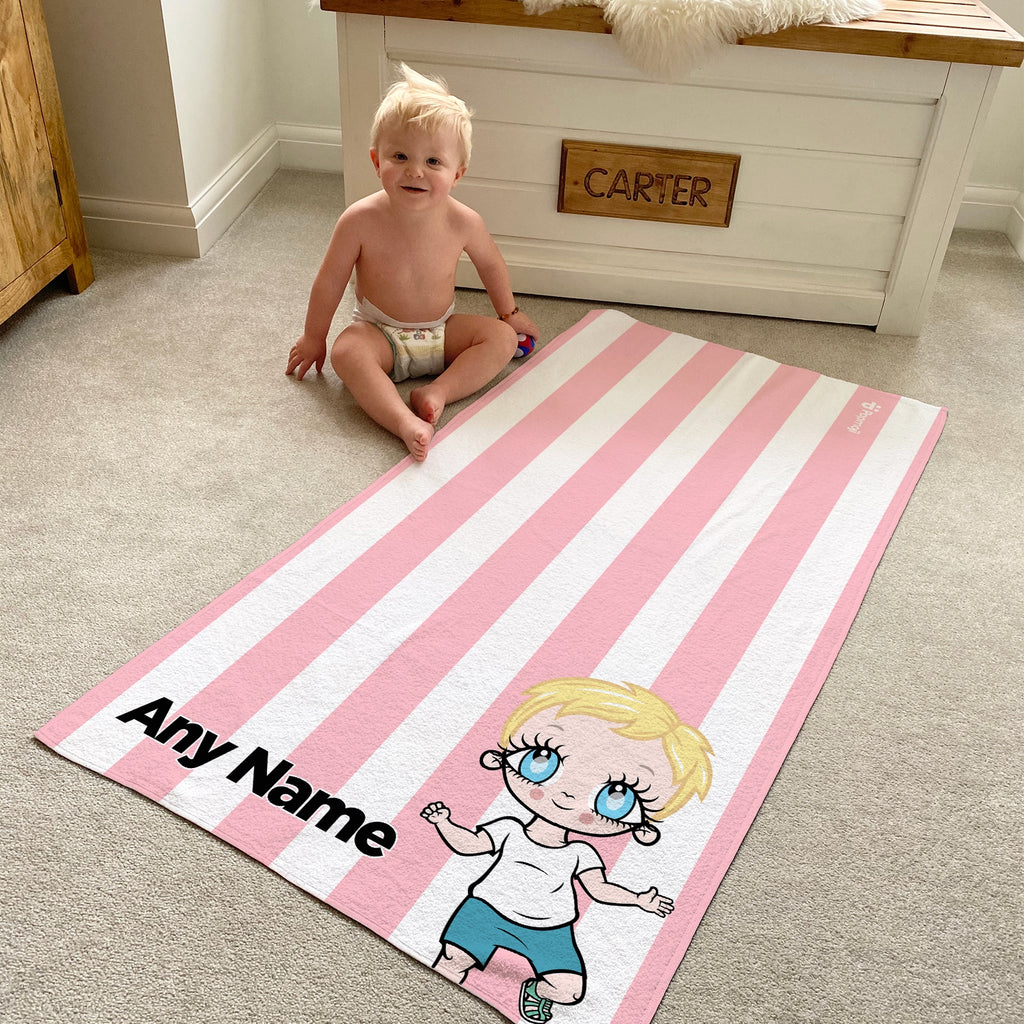 Early Years Personalised Light Pink Stripe Beach Towel - Image 2