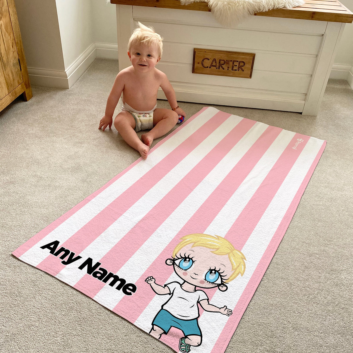 BABY CHARACTER TOWEL STRAWBERRY SUNSHINE PINK STRIPE