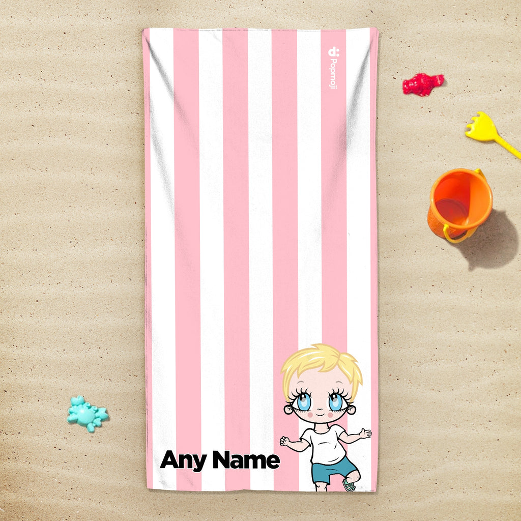 Early Years Personalised Light Pink Stripe Beach Towel - Image 3