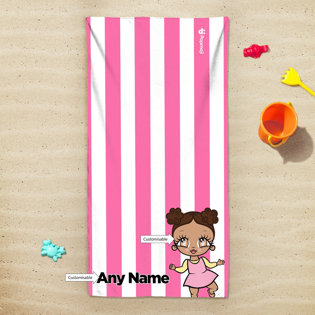 Early Years Personalised Pink Stripe Beach Towel - Image 2