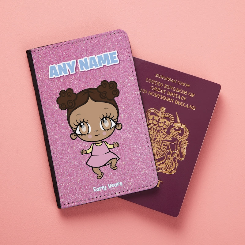 Early Years Girls Personalised Pink Glitter Effect Passport Cover - Image 2