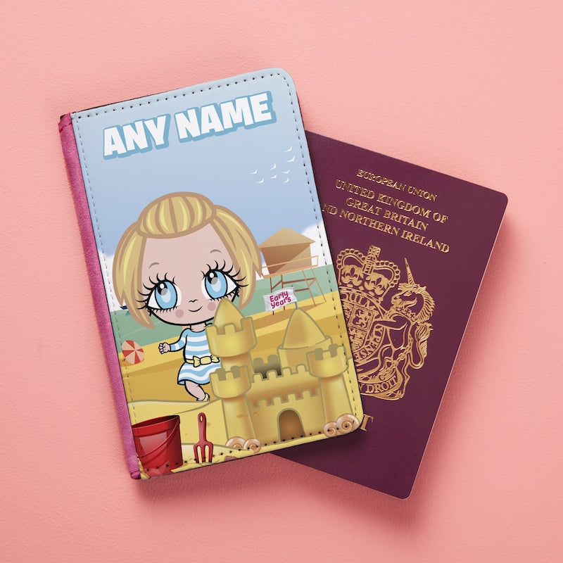 Early Years Girls Personalised Sandcastle Fun Passport Cover - Image 1