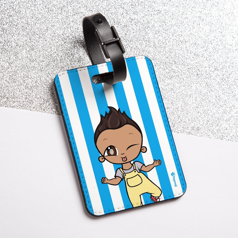 Early Years Personalised Blue Stripe Luggage Tag - Image 1