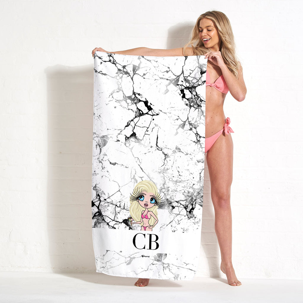 ClaireaBella The LUX Collection Black and White Marble Beach Towel