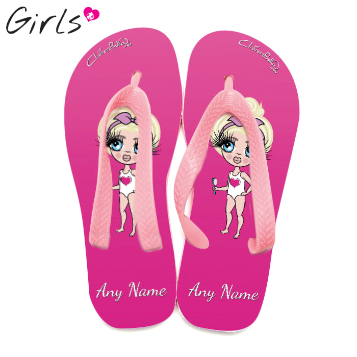ClaireaBella Girls Hot Pink Flip Flops
