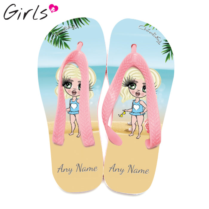 ClaireaBella Girls Beach Print Flip Flops