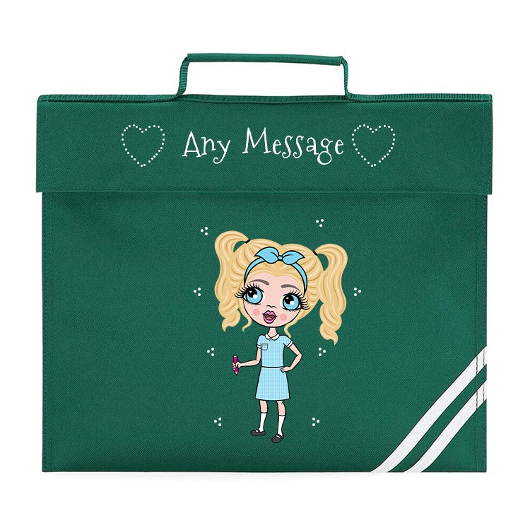ClaireaBella Girls Personalised Green Book Bag & Water Bottle Bundle - Image 3