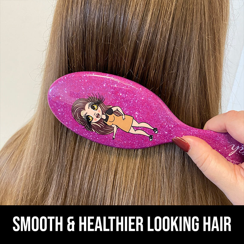 ClaireaBella Pink Glitter Effect Hair Brush