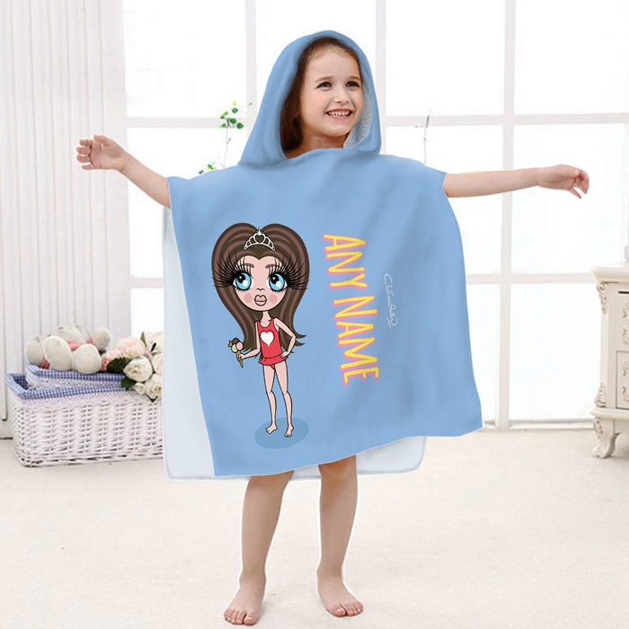 ClaireaBella Girls Blue Poncho Towel - Image 1