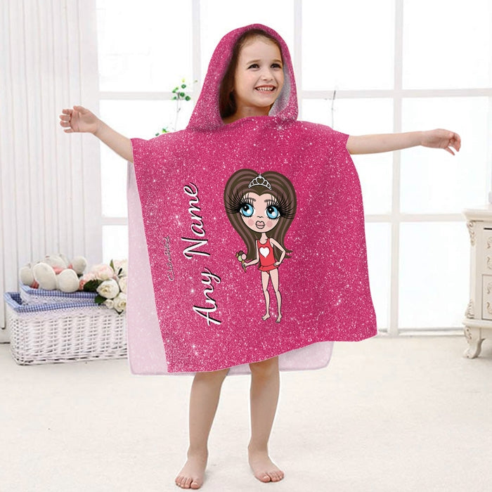 ClaireaBella Girls Glitter Effect Poncho Towel - Image 1