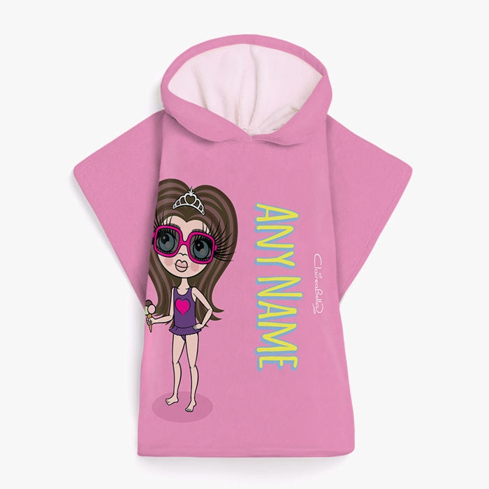 ClaireaBella Girls Pink Poncho Towel - Image 2