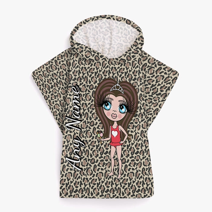 ClaireaBella Girls Leopard Print Poncho Towel - Image 2