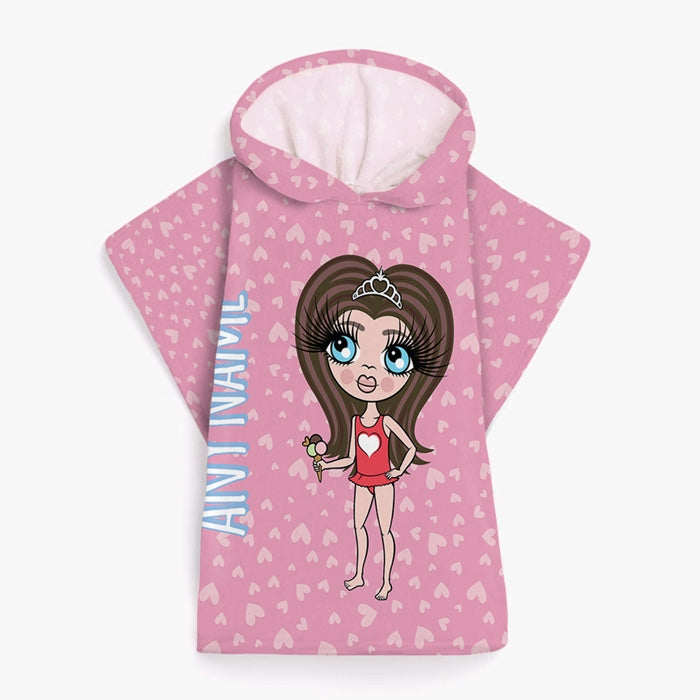 ClaireaBella Girls Hearts Poncho Towel - Image 1