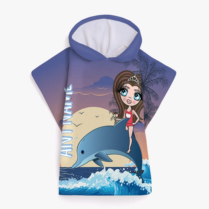 ClaireaBella Girls Dolphin Poncho Towel - Image 2