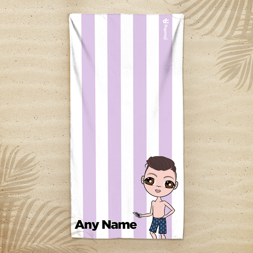 Jnr Boys Personalised Lilac Stripe Beach Towel - Image 3