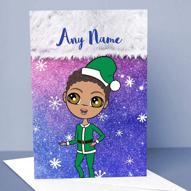 Jnr Boys Galaxy Glitter Stocking Christmas Card - Image 1