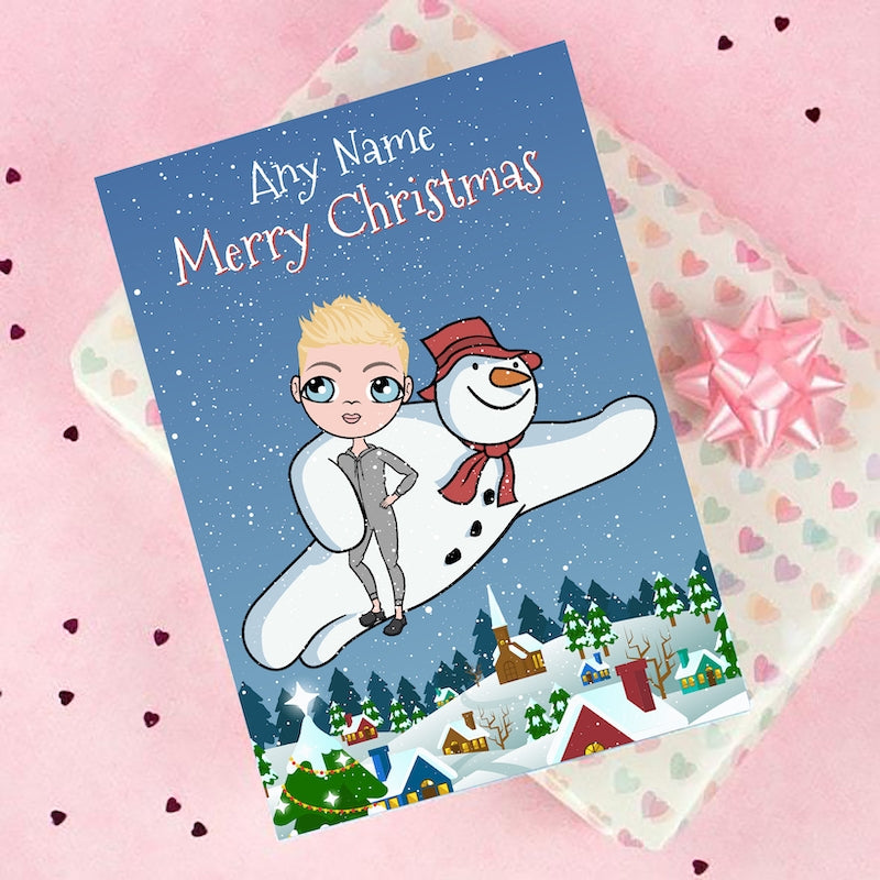 Jnr Boys Snowman Christmas Card - Image 1