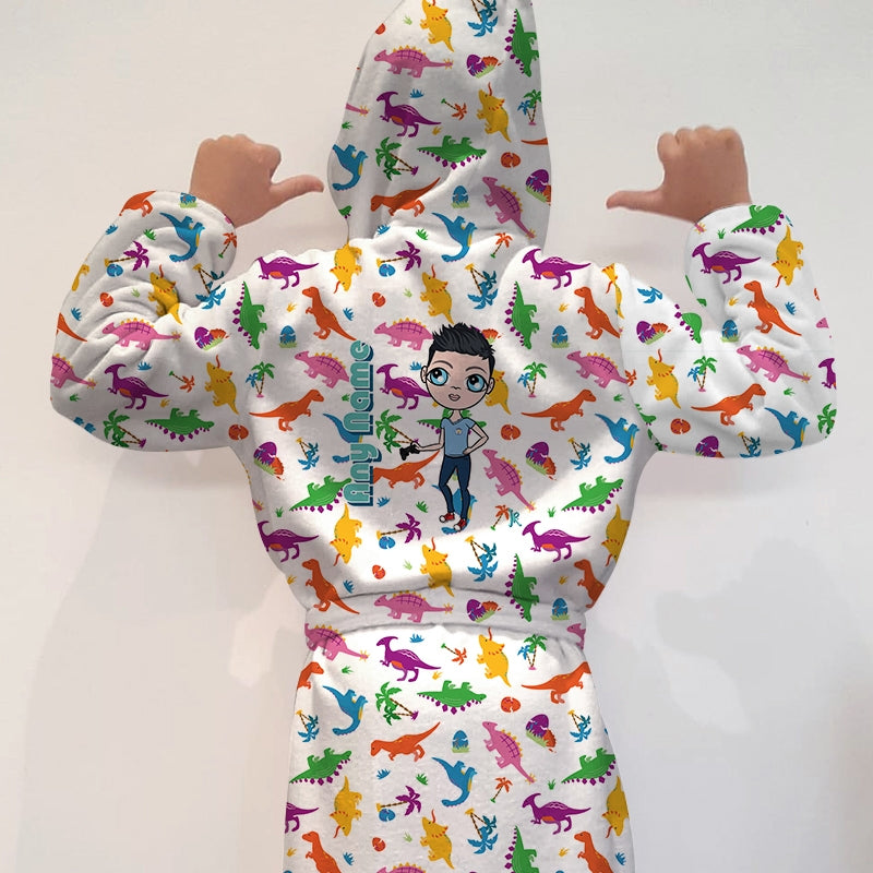 Jnr Boys Dinosaur Print Dressing Gown - Image 1