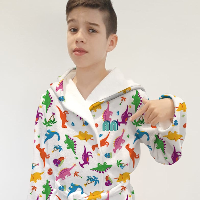 Jnr Boys Dinosaur Print Dressing Gown - Image 4
