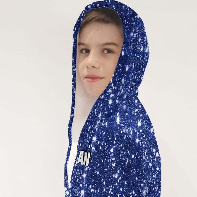 Jnr Boys Blue Glitter Effect Dressing Gown - Image 5
