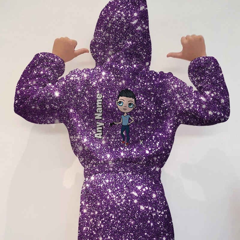 Jnr Boys Purple Glitter Effect Dressing Gown - Image 1