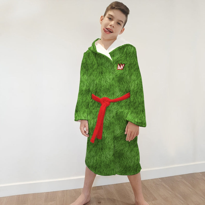 Jnr Boys Grumpy Green Fur Effect Dressing Gown - Image 3