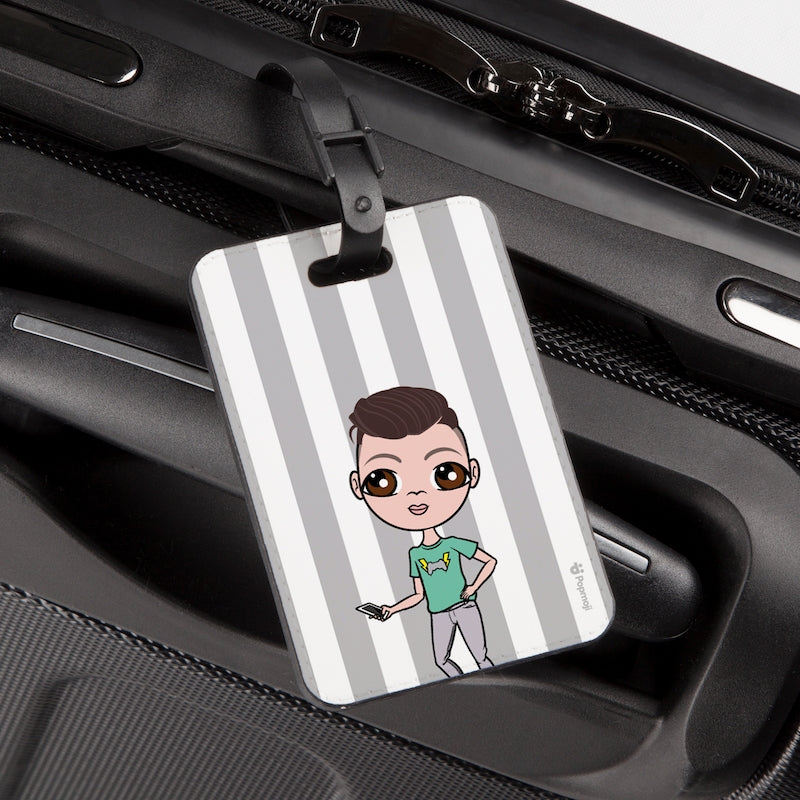 Jnr Boys Personalised Grey Stripe Luggage Tag - Image 4