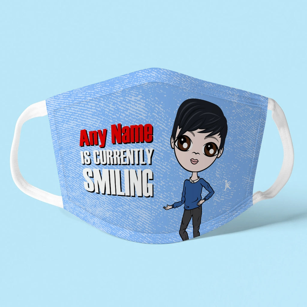 Jnr Boys Personalised Smile Reusable Face Covering - Image 1