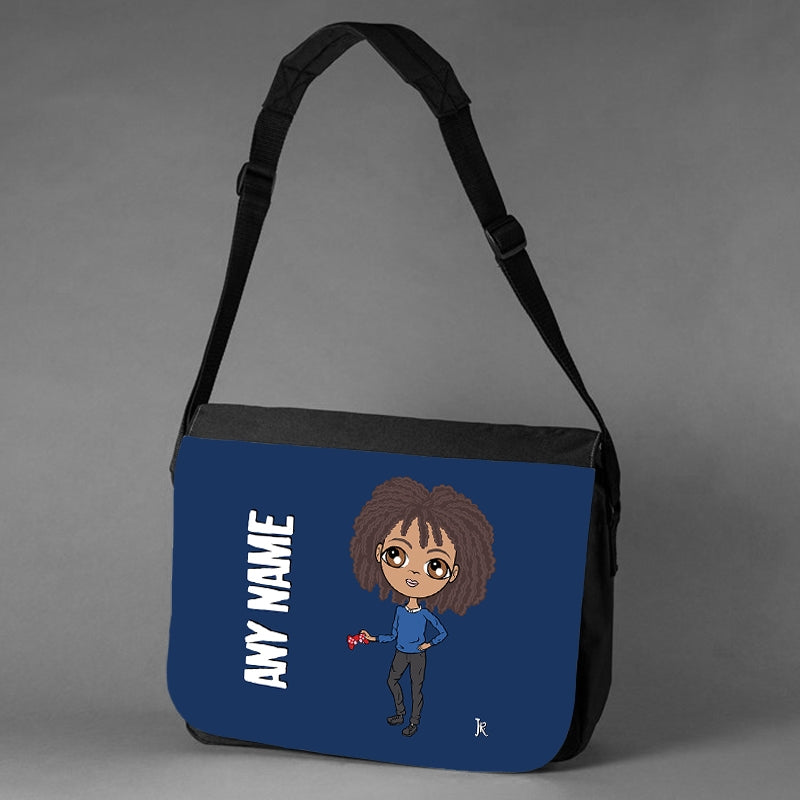 Jnr Boys Personalised Navy Messenger Bag Toxic Fox
