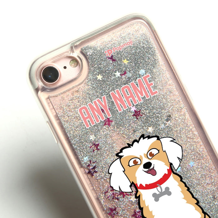 Personalised Dog Classic Liquid Glitter Phone Case - Silver - Image 3