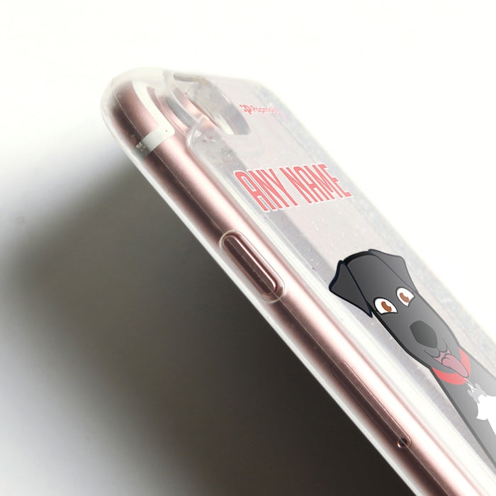 Personalised Dog Classic Liquid Glitter Phone Case - Silver - Image 4