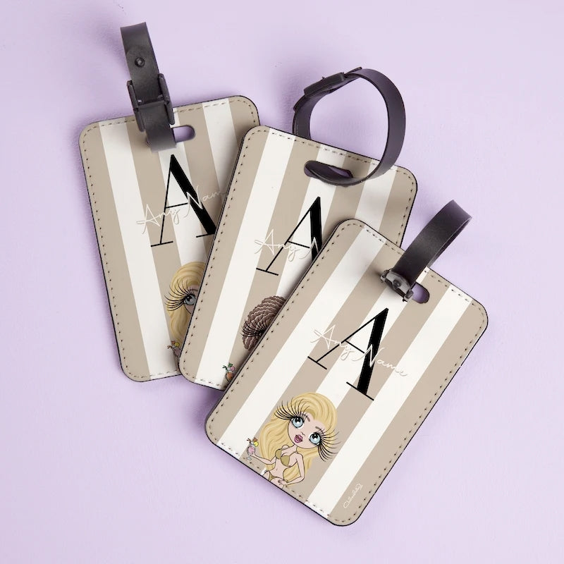 ClaireaBella Personalised LUX Initial Stripe Passport Cover & Luggage Tag Bundle - Image 2