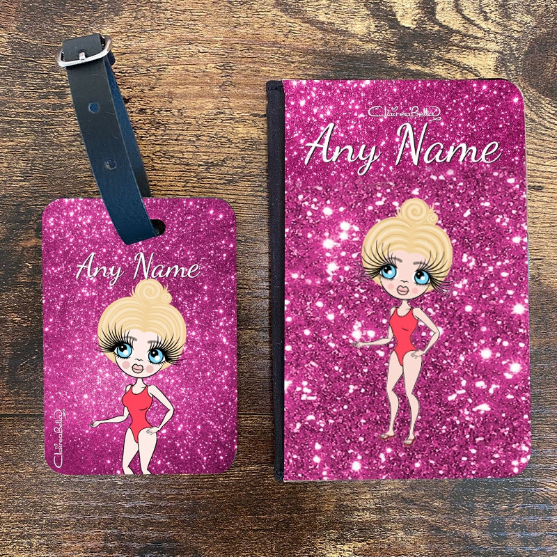 ClaireaBella Personalised Glitter Effect Passport Cover & Luggage Tag Bundle - Image 1