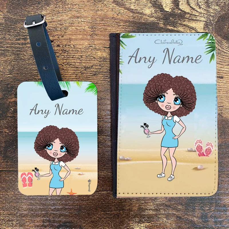 ClaireaBella Personalised Beach Print Passport Cover & Luggage Tag Bundle - Image 1