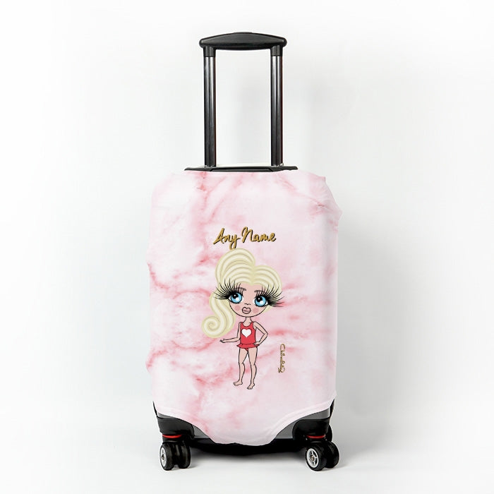ClaireaBella Girls Pink Marble Effect Suitcase Cover - Image 1
