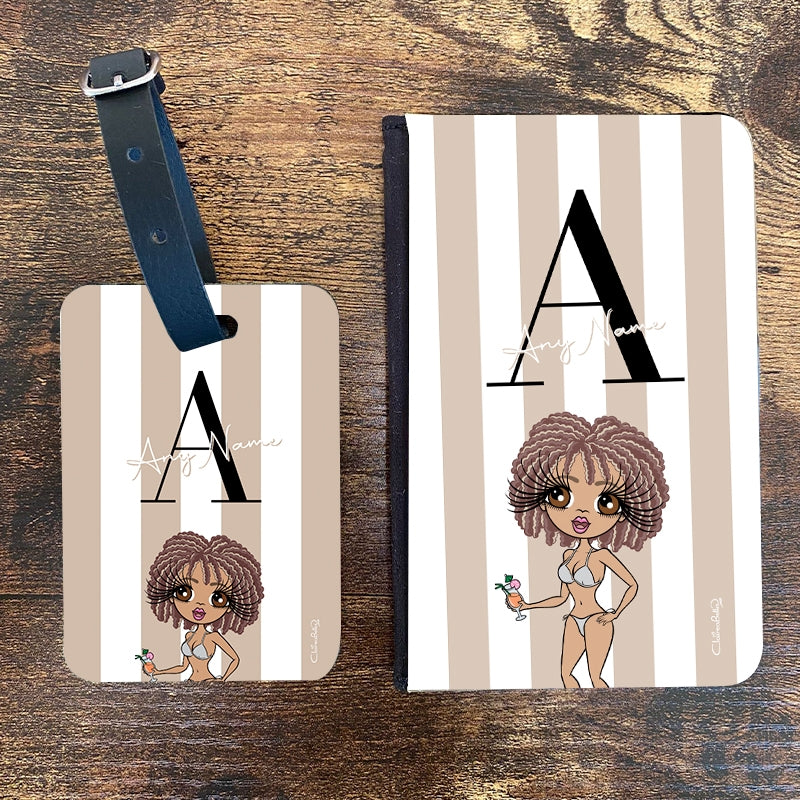 ClaireaBella Personalised LUX Initial Stripe Passport Cover & Luggage Tag Bundle - Image 1