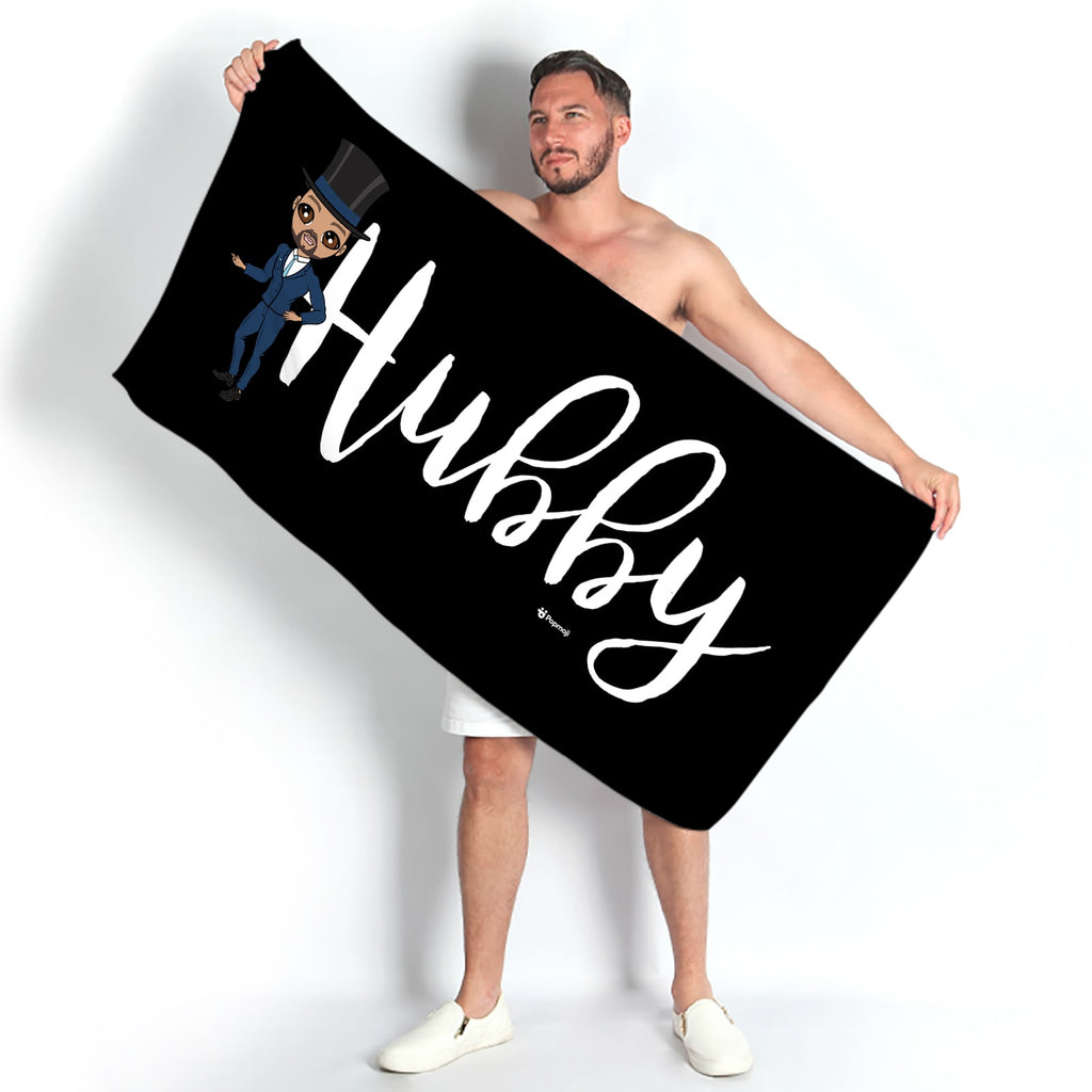 MrCB Bold Hubby Black Beach Towel