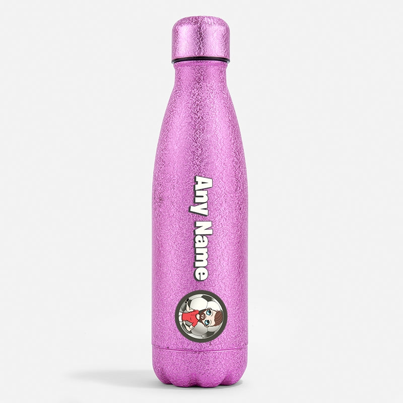 MrCB Pink Glitter Water Bottle Football - Image 1